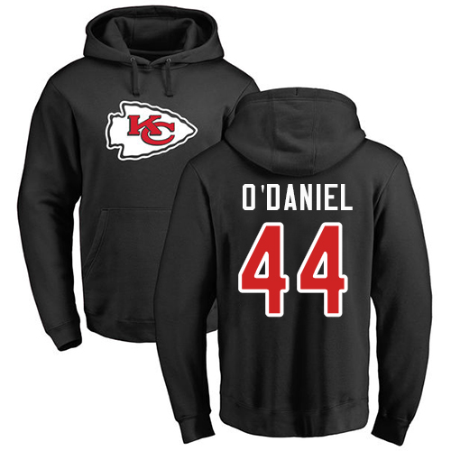 Men Kansas City Chiefs 44 ODaniel Dorian Black Name and Number Logo Pullover NFL Hoodie Sweatshirts